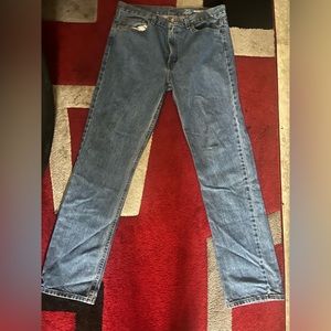 Dark wash blue jeans